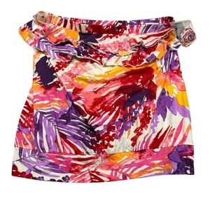 Lane Bryant Floral Print Strapless Top Skirt Colorful‎ Bohemian Style Size 14/16